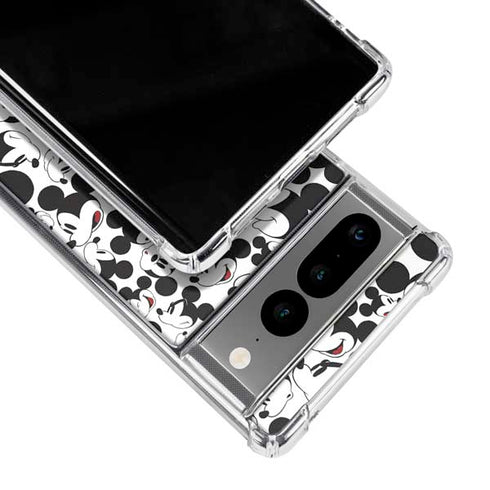 Disney Mickey Mouse Face Pattern Google Pixel 7 Pro Clear Case